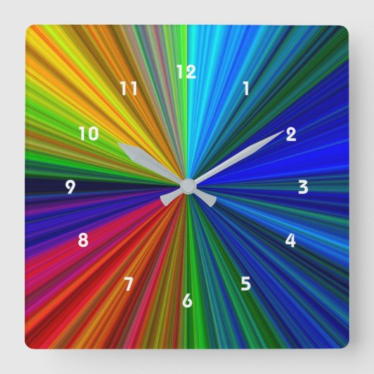 Rainbow Vortex Quadratische Wanduhr (Vorderseite)