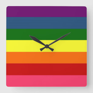 Rainbow Wall Clock Quadratische Wanduhr