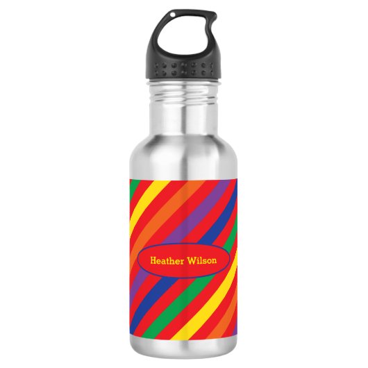 Rainbow Wasser Flasche mit Name Edelstahlflasche (Vorderseite)