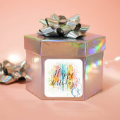 Rainbow Wassercolor Streifen und Paint-Spritzer Quadratischer Aufkleber