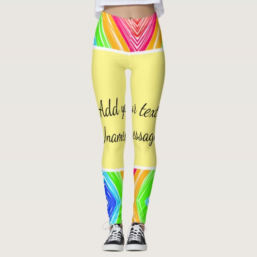 Rainbow-Wasserfarbe Hinzufügen von Namenstext Leggings (Vorderseite)