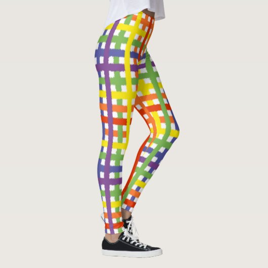 Rainbow Wasserfarbe Karierte farbige Leggings (Rechts)