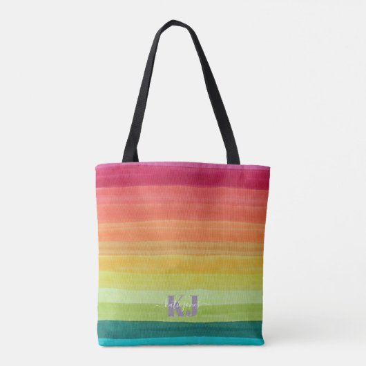 Rainbow Wasserfarbe | Monogramm Tasche (Rückseite)