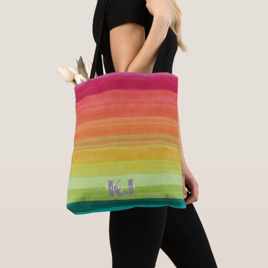 Rainbow Wasserfarbe | Monogramm Tasche (Von Nahem)