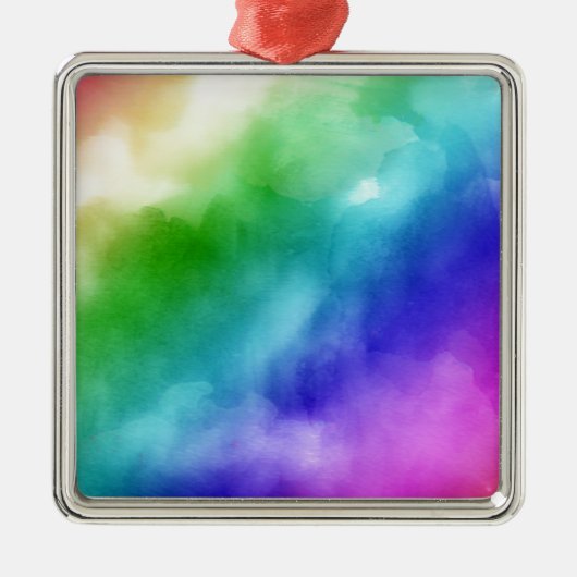 Rainbow Wasserfarben Ornament Aus Metall (Vorne)