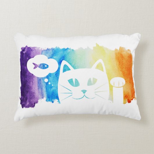 Rainbow Water color Dream Cat Dekokissen (Vorderseite)