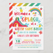 Rainbow Water Slide Birthday Einladung (Vorne/Hinten)