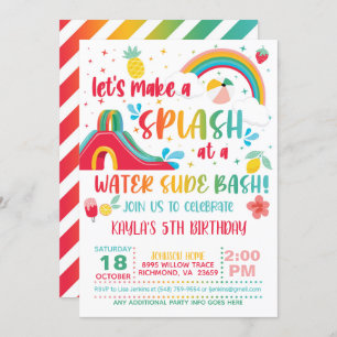 Rainbow Water Slide Birthday Einladung