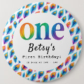 Rainbow Watercolor 1st Birthday | Colorful Baby  Button (Vorderseite)