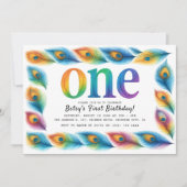 Rainbow Watercolor 1st Birthday | Colorful Baby Einladung (Vorderseite)