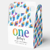 Rainbow Watercolor 1st Birthday | Colorful Baby Geschenkschachtel (Geöffnet)