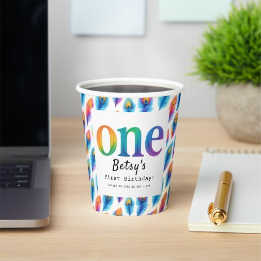 Rainbow Watercolor 1st Birthday | Colorful Baby Pappbecher (InSitu)