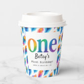 Rainbow Watercolor 1st Birthday | Colorful Baby Pappbecher (Rückseite)