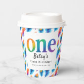 Rainbow Watercolor 1st Birthday | Colorful Baby Pappbecher (Vorderseite)