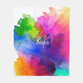 Rainbow Watercolor Abstrakt Fleecedecke (Vorderseite)