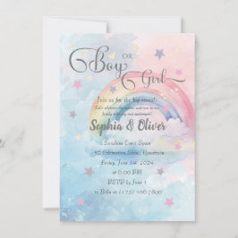Rainbow Watercolor Abstrakt Gender Reveal Einladung