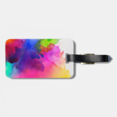 Rainbow Watercolor Abstrakt Name Monogram Gepäckanhänger (Rückseite horizontal)