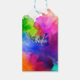 Rainbow Watercolor Abstrakt Name Monogram Geschenkanhänger