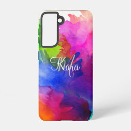 Rainbow Watercolor Abstrakt Name Monogram Samsung Galaxy Hülle