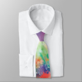 Rainbow Watercolor Abstrakt Neck Tie Krawatte (Gebunden)