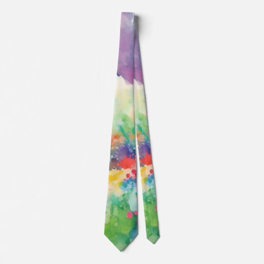 Rainbow Watercolor Abstrakt Neck Tie Krawatte (Vorderseite)