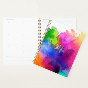 Rainbow Watercolor Abstrakt Planer