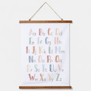 Rainbow Watercolor Alphabet ABC Klasse Dekoration Wandteppich Mit Holzrahmen