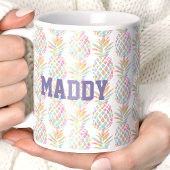 Rainbow Watercolor Ananas Tropisch Mit Monogramm Kaffeetasse