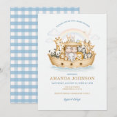 Rainbow Watercolor Animals Noah Ark Einladung (Vorne/Hinten)