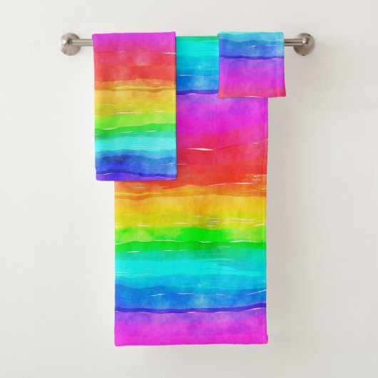 Rainbow Watercolor Badetuch Set (Insitu)