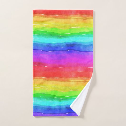Rainbow Watercolor Badetuch Set (Handtuch)