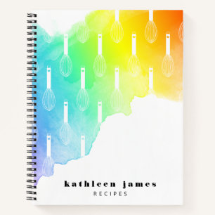 Rainbow Watercolor Ballon Whisk Rezept Notizblock