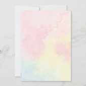 Rainbow Watercolor Bear Girl Babydusche Einladung (Rückseite)