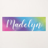 Rainbow Watercolor Benutzerdefinierter Name des Sk Yogamatte (Rückseite (Horizontal))