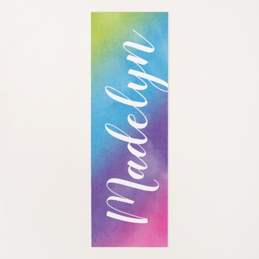 Rainbow Watercolor Benutzerdefinierter Name des Sk Yogamatte (Vorderseite)