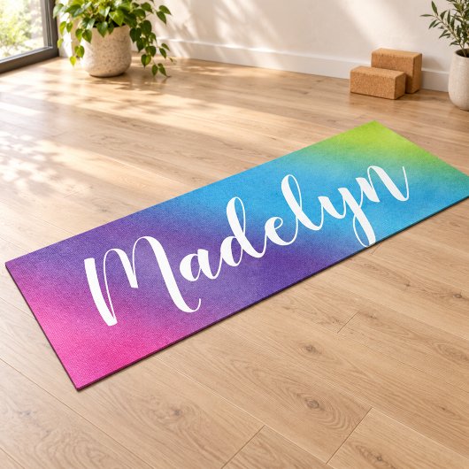 Rainbow Watercolor Benutzerdefinierter Name des Sk Yogamatte