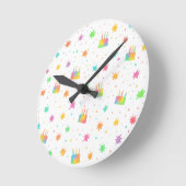 Rainbow Watercolor Birthday Cake Colorful Paint Runde Wanduhr (Winkel)