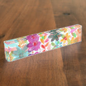 Rainbow Watercolor Bloom Clear Acrylic Nameplate Namensplakette (Seite)