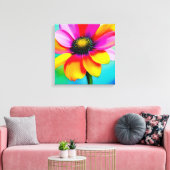 Rainbow Watercolor Blume Stretched Leinwand (Insitu (Wohnzimmer))
