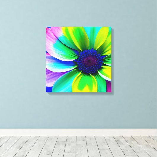 Rainbow Watercolor Blume Stretched Leinwand (Insitu (Holzboden))