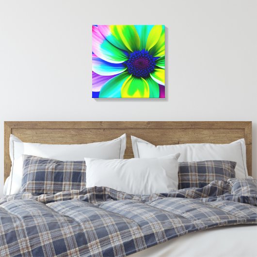 Rainbow Watercolor Blume Stretched Leinwand (Insitu (Schlafzimmer))