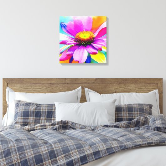 Rainbow Watercolor Blume Stretched Leinwand (Insitu (Schlafzimmer))