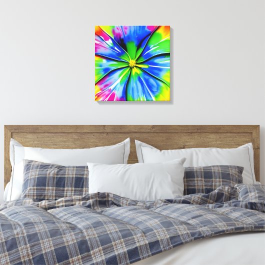 Rainbow Watercolor Blume Stretched Leinwand (Insitu (Schlafzimmer))