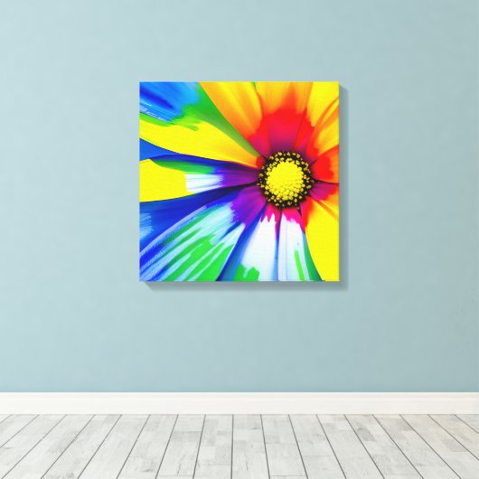 Rainbow Watercolor Blume Stretched Leinwand (Insitu (Holzboden))