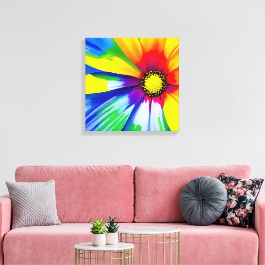Rainbow Watercolor Blume Stretched Leinwand (Insitu (Wohnzimmer))