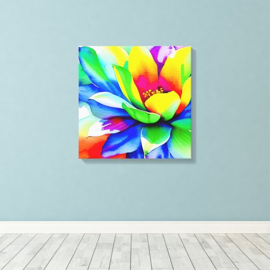 Rainbow Watercolor Blume Stretched Leinwand (Insitu (Holzboden))