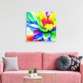 Rainbow Watercolor Blume Stretched Leinwand (Insitu (Wohnzimmer))