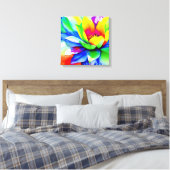 Rainbow Watercolor Blume Stretched Leinwand (Insitu (Schlafzimmer))