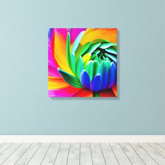 Rainbow Watercolor Blume Stretched Leinwand (Insitu (Holzboden))