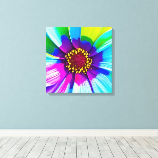 Rainbow Watercolor Blume Stretched Leinwand (Insitu (Holzboden))